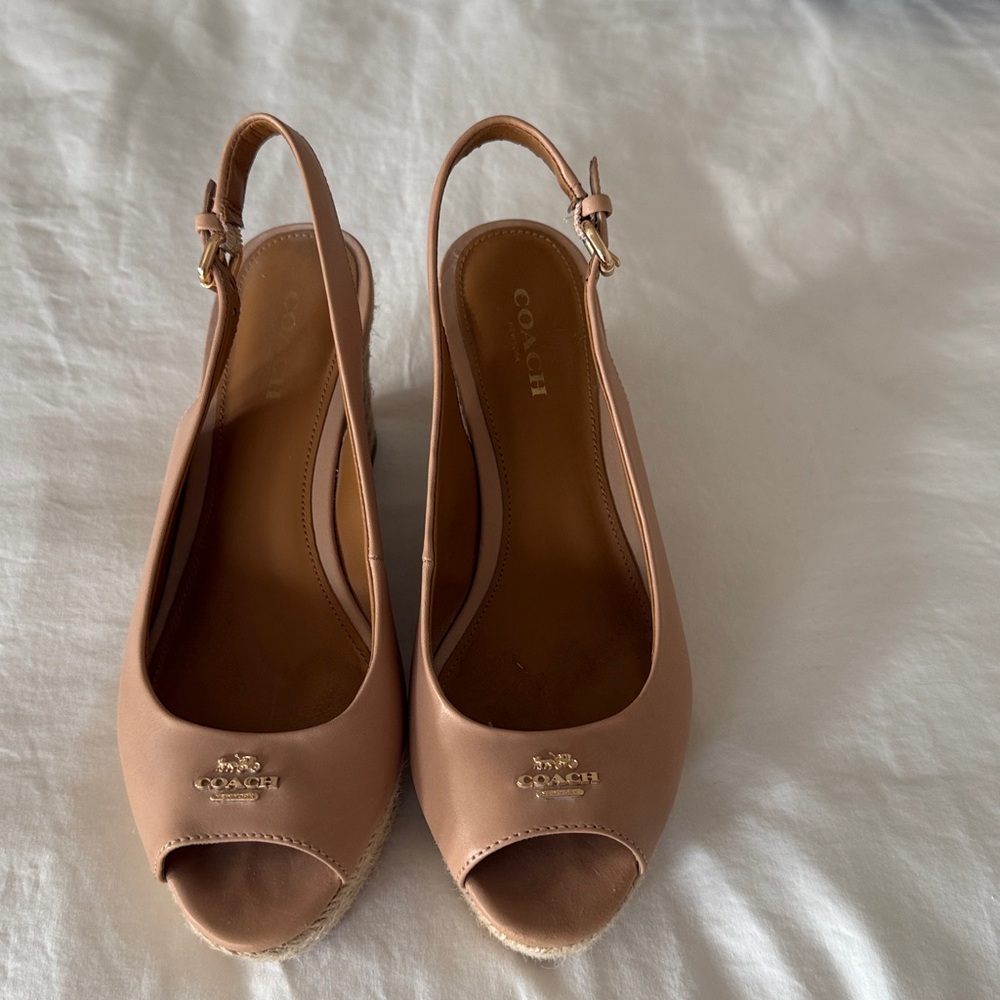 Coach Nude Slingback Peep Toe Heels